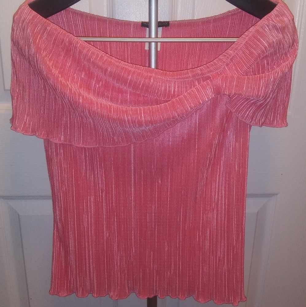 Women's Pink Shawl Boat Neck Pullover Top Sleeveless SZ M